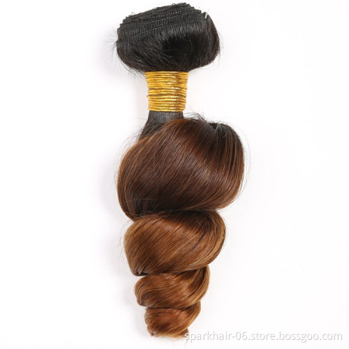 Spark Ombre Brazilian Loose Wave Remy Human Hair Extension, Raw Unprocessed virgin cuticle aligned mink human hair bundles